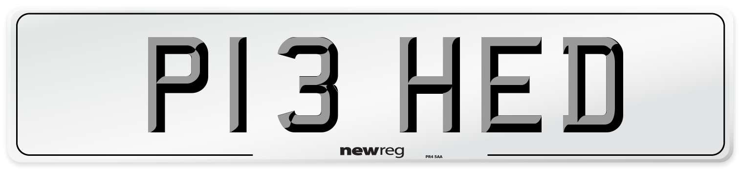 P13 HED Number Plate from New Reg